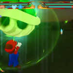 Mario lanzando un caparazón verde